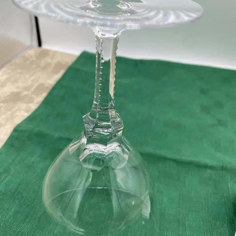 Stuart Minuet Cut Crystal Hand Blown Water Goblet Vertical Lines On Stem 6.5” T